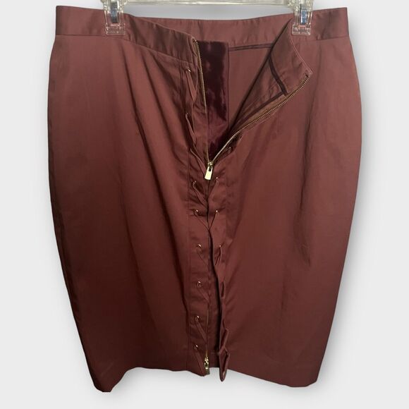 Body By Victoria's Secret Y2k Rosy Brown Zip Back Lace-Up Pencil Skirt Size 14 - Picture 7 of 13